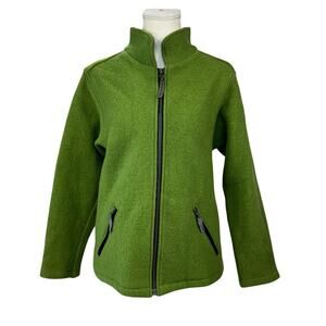 Ibex Merino Wool Full Zip Jacket Medium Green Gorpcore Earthy Outdoors Camping